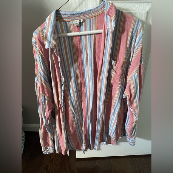 American Eagle colorful striped button down shirt long sleeve - Picture 1 of 2